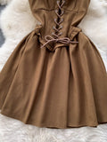 Sexy Draw String Spaghetti Strap Dress Elegant Halter Bandage Mini Beace Vestidos Female Slim Robe New Fashion