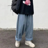Women Blue Vintage Streetwear Baggy Loose Jeans High Waisted Straight Wide Leg Pants Men Denim Trousers Grunge Alt