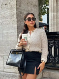Autumn And Winter New Women's Pure Color Small Fragrant Knitted Shirt Short Hair Coat