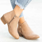Station 2023 Autumn And Winter Vintage Women's Shoes Thick Heel Large Side Zipper Women's Short Boots Martin