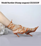 Onlymaker Women's Square Toe Black Beige Strap Stiletto Fashion Big Size