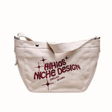 Embroidered Large Canvas Crossbody BagOutfit