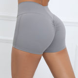 Zingj Hip Yoga Shorts Elastic High Waist Running Fitness Shorts Skinny Naked Sports Three Point Shorts-Outfit