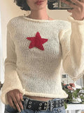 Star Crochet Knit Cropped Knit Top- Outfit