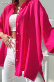 Shirt Women Single Breasted Blouse Ladies Casual Solid Color Oversized Top Women Loose Casual Chemise