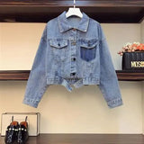 Zingj 2024 New Large Size Women's Denim Jacket Dress Two Suits Age Reduction Show Thin And Loose Tide-Outfit