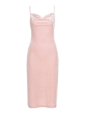 Cowl Neck Split Party Maxi Dress-Outfit