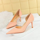 Zingj Korean Version Simple High Heel Shallow Heel Tip Side Hollow Out Professional OL Versatile High Heels Women's Singles