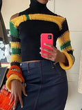 Striped Long Sleeve Bolero Knit Top- Outfit
