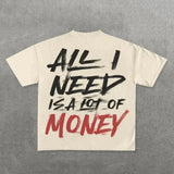 T-Shirt Y2K Hip-Hop Letter Retro Cross Graphic Print Oversized T-Shirt Men's Round Neck Cotton Short-Sleeved Shirt 211-1-Outfit