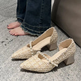 Zingj Fragrant Wind Single Shoes Female Spring 2023 New Pearl Fairy Shoes Tip Shallow Mouth Side Empty Fashion High Heels-Outfit