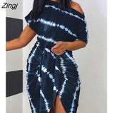 Clothes Tie Dye Print Ruched Slit Short Sleeve Casual Summer Dress Loungewear Asymmetrical Sexy Dresses For Women