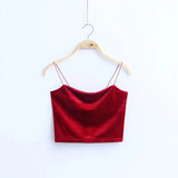 Spaghetti Straps Tank Top Velvet Short Crop Top 7 Colors Sexy Boob Tube Top Bustier Brief Vest T-shirts
