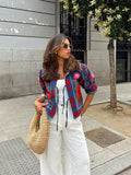 Summer New Lace Up Embroidered Printd Coat Women Fashion Half Sleeve O Neck Loose Jackets Casual Female High Street
