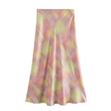 Summer Pleated Jacket Silk Satin Skirt