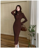 Zingj Sweater Dress, Autumn And Winter Dress, Knee-Length Overcoat, Medium-Length Bottom-Bottomed Knitted Hip