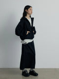 [Daihe] Autumn New Casual Loose Hat Suction Rope Zipper Versatile Version Of The Work Coat Female H7374-Outfit