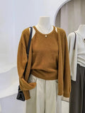 Zingj Lazy Wind Knitted Cardigan Halter Vest Two Sets Of Women Wear Korean Version Of Casual Loose-Fitting