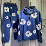 Sweater Suit DENIM Kapok End-Leg Leisure Hoodie Trendy Men's And Women's Sports