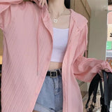 Chiffon Blouse Women's Summer Tops 2023 Hooded Shirt Thin Long Sleeved Sun Protection Suit for Women Elegant Women