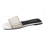 Zingj Version 2023 New Summer Fashion Slippers Women's Water Drill Hong Kong Style Flat Bottom Flip-Flops Beach Sandals Women's