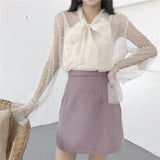 Bow Beading Pink Spring Gauze White Blouse 2020 Summer Women Chiffon Shirt Female Blouses Top Office Shirts Blusas 4323