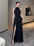 Party Sleeveless Black Midi Dresses for Women 2023 Summer Korea Elegant Evening Prom Female Clothes Casual Chiffon
