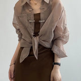 Year's Popular New Chinese Style Buckle National Style Shirt Women 2025 New Summer Thin Outside The Sunscreen Cardigan