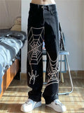Denim Trousers Baggy Oversize Y2k Women Jeans Spider Print Spring Fashion Low Waist Streetwear E Girl Print Casual