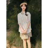 Japanese Style Short Sleeved Shirt Elegant Social Women's Shirt Women's Summer Tops 2023 Y2k Tops Chiffon Blouses