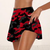Gym Women Running Shorts Skirt High Waist New Shorts Mesh Double Layer Print Patchwork Fitness Shorts Sports Short