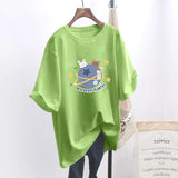 Women T-shirt Rabbit Printed Short Sleeve Women Loose Tops Summer Student Streetwear O-neck Sweet Girls Tee Shirt