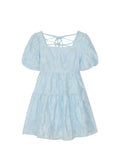 Sweet Dress Women Short Puff Sleeve Y2k Mini Dress Vintage Jacquard Kawaii Clothes One Piece Dresses 2022 Spring