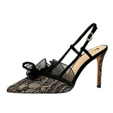 Zingj High-Heeled Fashion Sexy Party Show Thin Women's Shoes Thin Heel High Heel Diamond Lace Hollow Out
