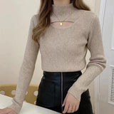 Zingj Turtleneck Sweater Female Qiu Dong New Style In The Sexy Chest Hollow Out Versatile Sweater Foreign Style Inside Build Bottom Unlined Upper