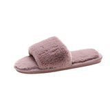 Zingj Autumn And Winter Cotton Slippers Indoor Korean Version Home Flat Open Toe Word Trawl Red Fashion Short Plush- Outfit