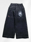 Men's Jeans Y2K Bag Vintage High-Quality Pattern Hip-Hop Street Leisure Men Harajuku Wide