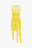 sheer mesh mini dress with bow