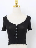Pink Retro V-neck Ruffles Lace Eleganta Tees Sexy Navel Short T Shirt Summer Thin Super Hot Asian Girls Kroean Top