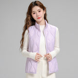 Autumn And Winter New Down Jacket Vest Female Short Stand Collar Casual Gourd Pressure Line Light Sleeveless Coat Coat-Outfit