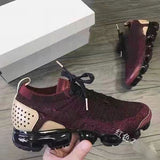 Zingj New Korean Breathable Sports Shoes Women's Inner Heightened Flying Weaving Shoes Tie Breathable Running Shoes In Front Of