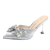 Zingj A Word Tip Spring / Summer 2024 New Bow Thin With Non-Slip Female Cool Drag Tou Rhinestone High
