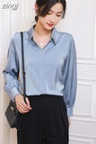 Women Shirt Long Sleeve Blouse 2023 Spring New Loose Ladies Tops Satin Women's White Shirt Basic Elegant Shirts and