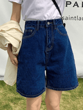 High Waist Straight Leg Denim Shorts-Outfit