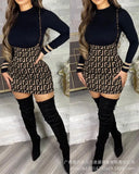 Zingj Women's New Black Top Love Print Tight Dress