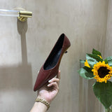 Zingj Heels Women Nude Small Heel Shoes Soft Leather Pointed Soft Bottom French Gentle With Skirt Shoes Low Heel Single
