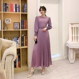 Zingj Pressure-Sensitive Fold Waist To Show Thin Temperament Light Mature Style Women's Dress New French Dress In Spring Long Pleated