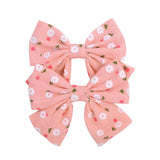 Lovely Baby Girls Print Flower Bohemian Style Bow BB Hair Clips Headwear Children Cute Cotton Hairpins Hair