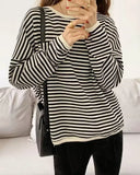 spring and autumn new Korean version casual lazy style pullover striped sweater women's loose top