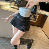 Half-Dress Girl Hottie Thin A-Word Short Skirt Summer New High-Waist College Style Pure Folding